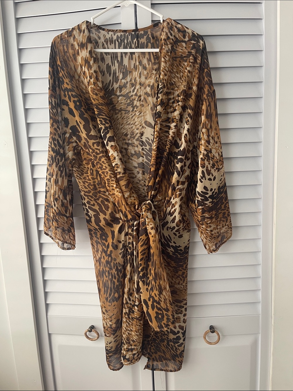 From Nordstrom Sheer Leopard Print Kimono - Brown Multi beach cover up